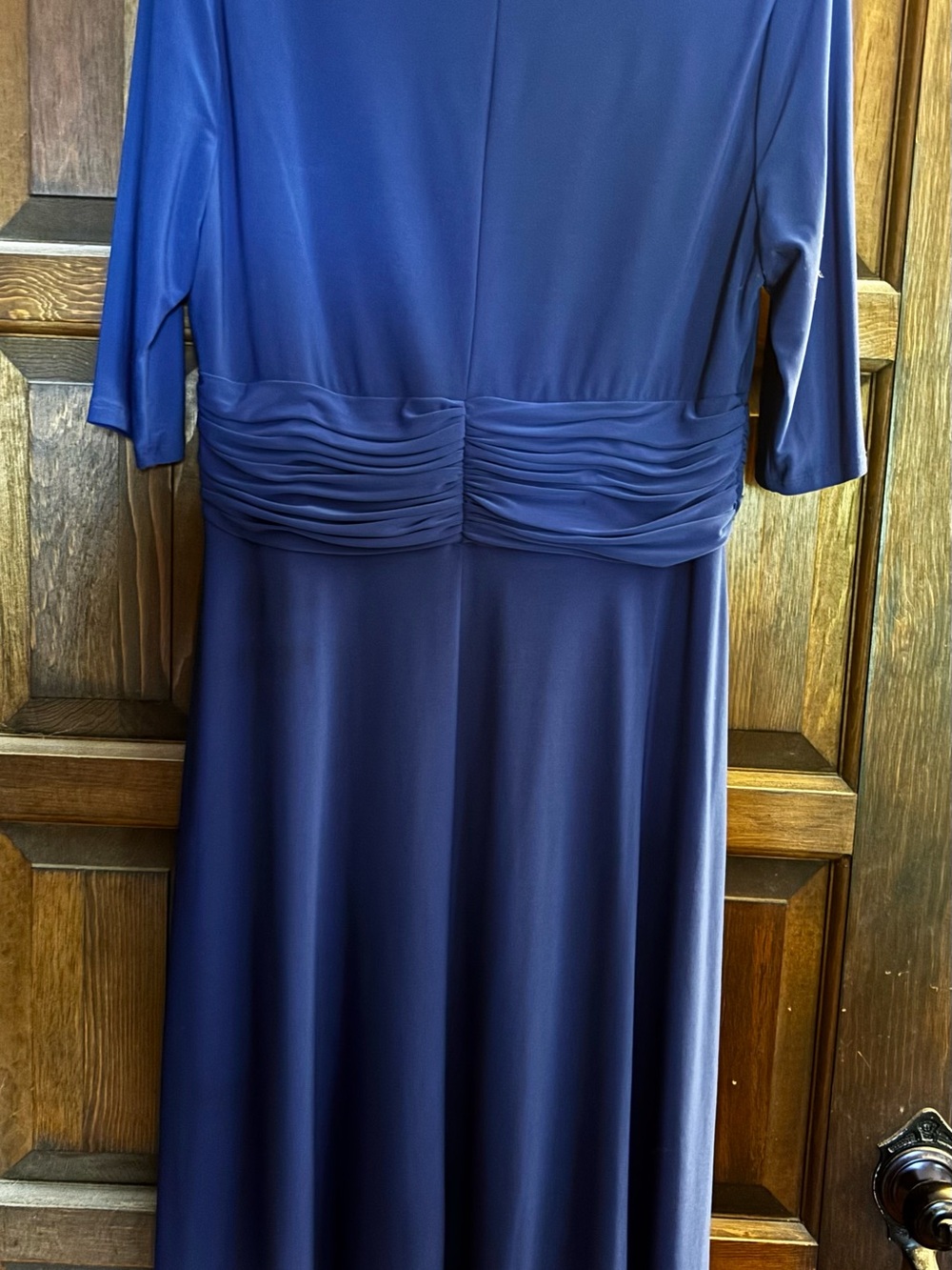Evan Picone Navy Long Sleeve Ruched Waist Evening Dress - Picture 4 of 4
